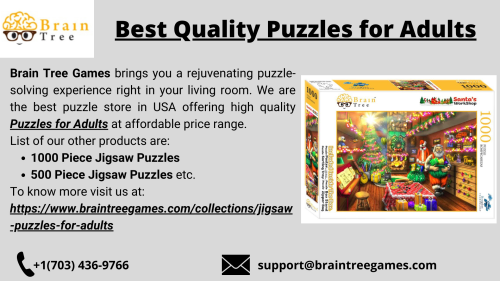 Brain Tree Games is the premium puzzles store in USA offering top-notch Puzzles for Adults at a reasonable price range.
To know more visit us at: https://www.braintreegames.com/collections/jigsaw-puzzles-for-adults