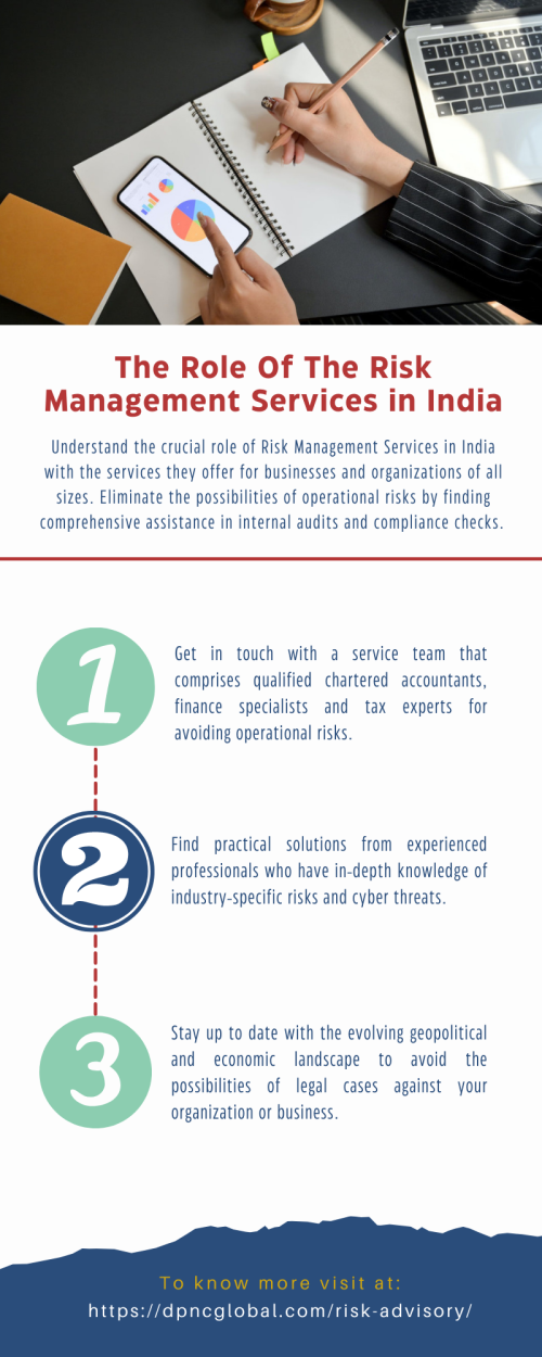 Understand the crucial role of Risk Management Services in India with the services they offer for businesses and organizations of all sizes. Eliminate the possibilities of operational risks by finding comprehensive assistance in internal audits and compliance checks. To know more details: https://dpncglobal.com/risk-advisory/