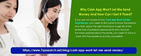 If you are not aware of why Cash App Won't Let Me Send Money, you need to first come to know the reasons and then apply the right technique to get rid of the entire host of problems permanently from the root. For more updates about the same, you need to have a word with the experts as quickly as possible.