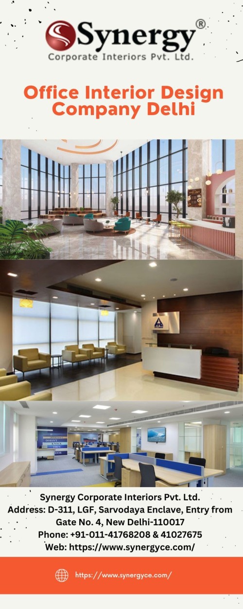 Synergy is one of the largest and most recognizable architecture and Office Interior Design Company Delhi. Our architect designed Best Office Interior at a very competitive price visit the website now.
https://www.synergyce.com/