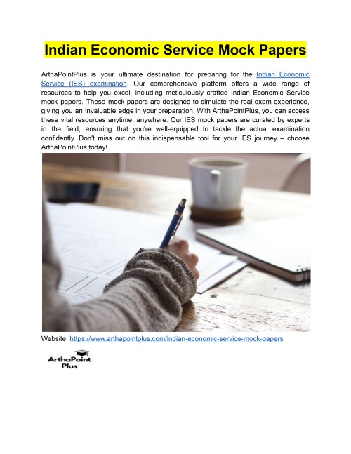 ArthaPointPlus has a large variety of Indian Economic Service sample papers to help you ace your exams. Improve your employment prospects by enhancing your preparation with our high-quality resources.
Website: https://www.arthapointplus.com/indian-economic-service-mock-papers