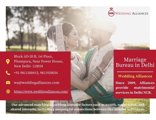 Embark on a journey of love, trust, and understanding as you navigate the intricacies of matrimony. Elevate your quest for a life partner with Wedding Alliances – where dreams meet destiny. Discover everlasting companionship with the Best Marriage Bureau in Delhi NCR Wedding Alliances. For more details kindly visit https://www.weddingalliances.com/