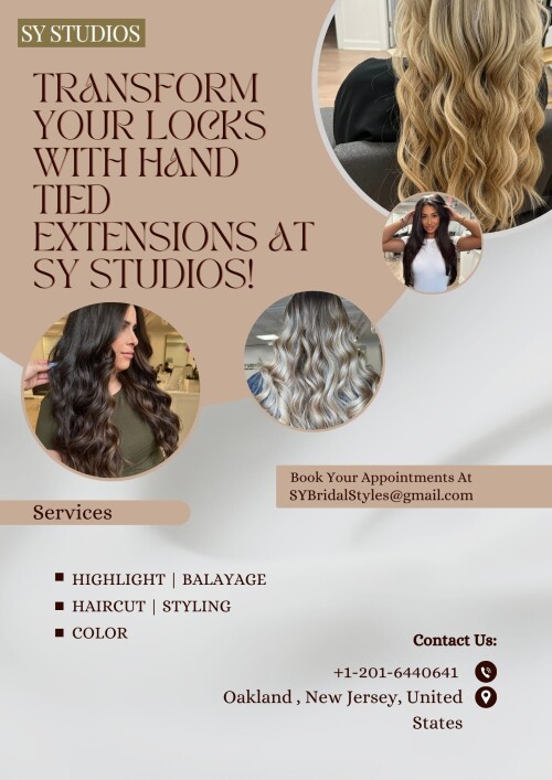 Revitalize and rejuvenate your damaged hair with SY Studios, New Jersey's top-rated hair extensions and treatment salon. Our expert team specializes in hand-tied extensions, offering seamless and natural-looking results. Enhance your personality and lifestyle with personalized hair color and highlights. Call now to schedule a consultation and experience the hair transformation you've been dreaming of! Visit: https://www.systudios.org/services