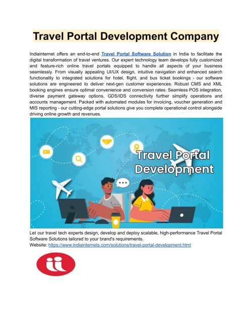 Indiainternet is a premier Travel Portal Development Company offering end-to-end travel tech solutions from design to deployment. Our expert team builds customizable, scalable online travel portals integrated with booking engines, payments, and operations.
Website: https://www.indiainternets.com/solutions/travel-portal-development.html
