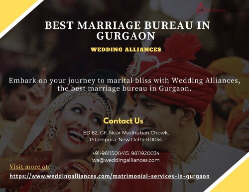 Discover your perfect match with the best Marriage Bureau in Gurgaon, exclusively with Wedding Alliances. Our dedicated platform goes beyond conventional matchmaking, offering a personalized and reliable experience. We understand the significance of finding a life partner, and our comprehensive services ensure compatibility and happiness. To know more visit https://www.weddingalliances.com/matrimonial-services-in-gurgaon