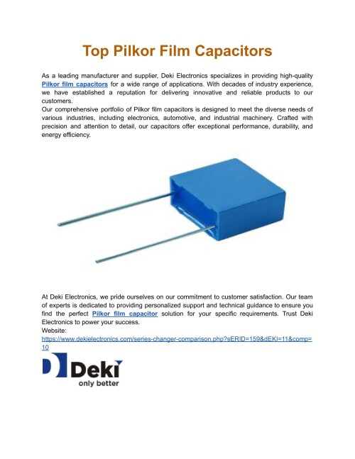 Deki Electronics is your trusted source for high-quality Pilkor Film Capacitors. We specialize in creative and dependable Pilkor film capacitor solutions for many sectors.
Web: https://www.dekielectronics.com/series-changer-comparison.php?sERID=159&dEKI=11&comp=10