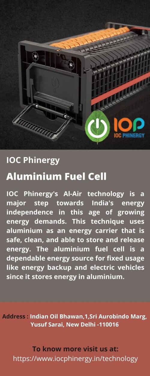 IOC Phinergy's Al-Air technology is a major step towards India's energy independence in this age of growing energy demands. This technique uses aluminium as an energy carrier that is safe, clean, and able to store and release energy. The aluminium fuel cell is a dependable energy source for fixed usage like energy backup and electric vehicles since it stores energy in aluminium.
For more info visit us at: https://www.iocphinergy.in/technology
