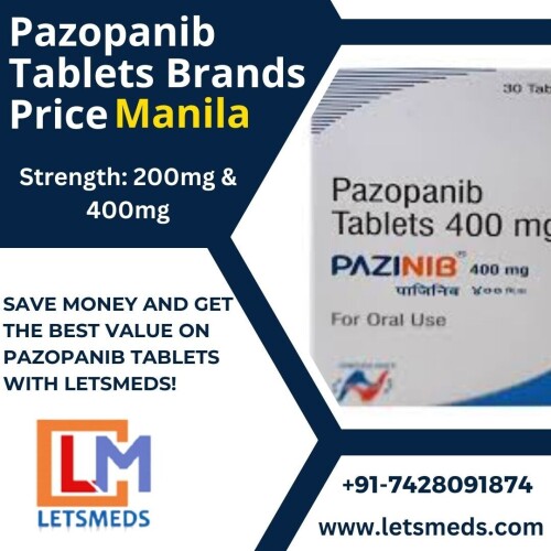 When it comes to sourcing Indian Pazopanib 200mg Tablets Dubai at wholesale prices in the Philippines, turn to LetsMeds for a seamless experience. Buy Pazopanib 200mg Tablets Malaysia at wholesale price from LetsMeds and acquaint yourself with the advantageous wholesale prices they offer. The Generic Pazopanib 200mg Tablets USA is made accessible by LetsMeds, providing customers with the opportunity uncover the reasons why numerous individuals opt for LetsMeds. LetsMeds stands out by offering the best value on Pazopanib 200mg Tablets Cost Philippines, enabling you to save money while benefiting from dependable relief. Their specialization in delivering affordable, premium-quality medication extends across several cities, including Quezon, Manila, Davao, Caloocan, Cebu, Zamboanga, Taguig, Antipolo, Cavite, Tagbilaran, Navotas, Malabon, Dagupan sa Pangasinan, Naga sa Camarines Sur, and Ormo. By opting for LetsMeds Pazopanib 200mg Tablets Price Thailand you can rest assured you're receiving a top-notch product tailored to meet your healthcare necessities. For pricing, availability, and further details, please contact: Call/WhatsApp/Viber: +91-7428091874, Email: Letsmeds@gmail.com, Website: www.letsmeds.com.