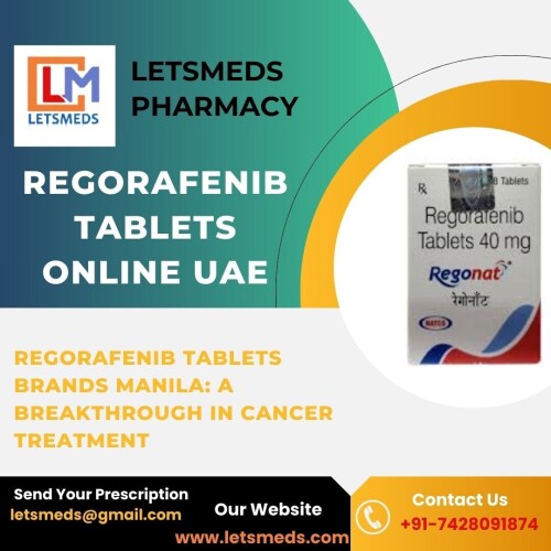 Ensure you have a valid prescription before Purchase Regorafenib 40mg Tablets UAE. Regorafenib 40mg Tablets Cost Dubai is used to treat metastatic colorectal cancer (CRC), liver cancer, and gastrointestinal stromal tumors (GIST). LetsMeds mission is to empower individuals to lead a long and active life through accessibility to high-quality medications. We will discuss why LetsMeds is the best place to Buy Regorafenib 40mg Tablets USA at wholesale prices, ensuring patients receive the best deals and convenient service. Additionally, Fast and secure shipping USA, UAE, Philippines, UK, Singapore, Malaysia, Thailand, Dubai, Saudi Arabia, Peru, China, Romania, Poland so on. Please consult your healthcare provider to determine if Regorafenib 40mg Tablets Price Malaysia is the right treatment for you. Contact us today to place your order or for more information Call/WhatsApp/Viber: +91-7428091874, WeChat/Skype: Letsmeds, Email: letsmeds@gmail.com, Website: www.letsmeds.com for know definite data about Regorafenib 40mg Tablets Online Thailand from LetsMeds.