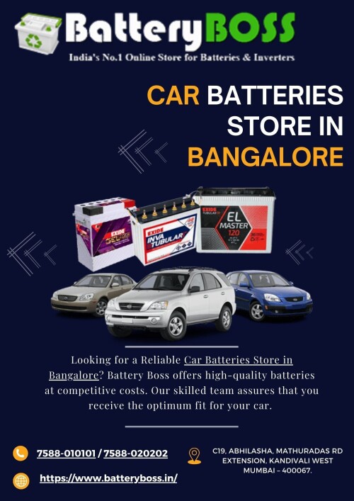 Discover the premier destination for Car Batteries Store in Bangalore at Battery Boss. Explore our extensive range of top-quality batteries, expertly tailored to fit your vehicle perfectly.
#CarBatteriesStore #Bangalore #BatteryBoss #TopQualityBatteries #VehicleBatteries