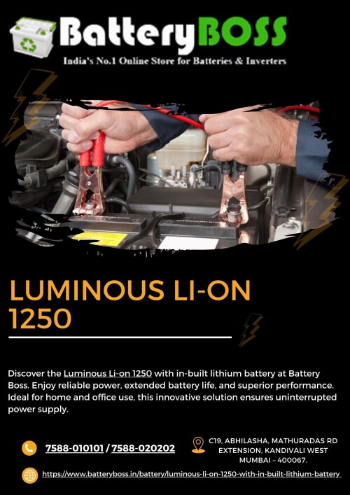 Discover the Luminous Li-ion 1250 with built-in lithium battery at Battery Boss. Explore its features, specifications, and benefits for uninterrupted power solutions.