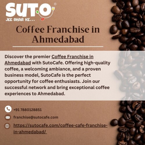 Discover the premier Coffee Franchise in Ahmedabad with SutoCafe. Offering high-quality coffee, a welcoming ambiance, and a proven business model, SutoCafe is the perfect opportunity for coffee enthusiasts. 
Visit to learn more:https://sutocafe.com/coffee-cafe-franchise-in-ahmedabad/