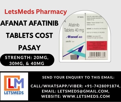 If you are seeking an affordable option to Indian Afatinib Tablets Philippines, LetsMeds Pharmacy is the ideal choice. With their commitment to providing high-quality medications at wholesale prices, LetsMeds ensures that individuals in need have access to the treatments they require. Generic Afatinib Tablets Cebu City is an oral medication primarily used for the treatment of non-small cell lung cancer (NSCLC) with specific mutations in the epidermal growth factor receptor (EGFR) gene. Afatinib 40mg Tablets Cost Davao City is available in the following tablet strengths 20mg, 30mg, and 40mg. Afatinib may interact with other medications, potentially altering their effectiveness or increasing side effects. Afatinib 40mg Tablets Brands Antipolo is a critical medication for patients with specific types of lung cancer, offering a targeted approach to treatment. Furthermore, we have established a strong presence in various cities within the Philippines such as Metro Manila, Cebu City, Davao City, Quezon City, Antipolo, Caloocan City, Zamboanga City, Taguig City, Makati City, Pasig City. Ensure your treatment continues without interruption with our dependable supply of Afanat Afatinib Tablets Price Manila. For more information or to place an order, please contact us today Call/WhatsApp/Viber: +91-7428091874, WeChat/Skype: Letsmeds, Email: letsmeds@gmail.com, Website: www.letsmeds.com.