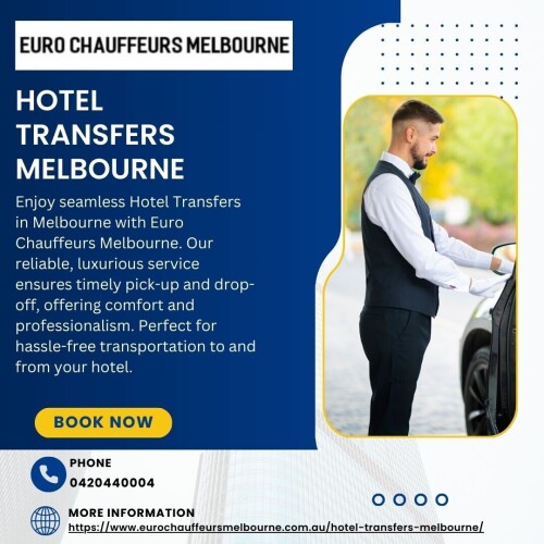 Enjoy seamless Hotel Transfers in Melbourne with Euro Chauffeurs Melbourne. Our reliable, luxurious service ensures timely pick-up and drop-off, offering comfort and professionalism. Perfect for hassle-free transportation to and from your hotel.
To Know More:-https://www.eurochauffeursmelbourne.com.au/hotel-transfers-melbourne/