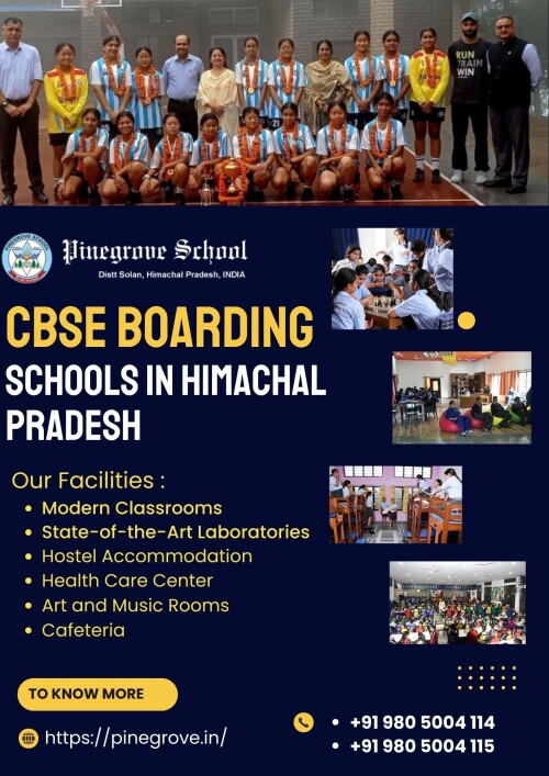 Pine Grove School is a premier choice among CBSE boarding schools in Himachal Pradesh. Renowned for its commitment to academic excellence and holistic development, Pine Grove School offers an enriching environment for students. With modern classrooms, well-equipped laboratories, and extensive sports facilities, it provides a balanced and comprehensive education.

To know more visit:-https://pinegrove.in/