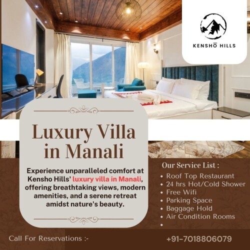 Kensho Hills offers a luxury villa in Manali, combining modern elegance with natural beauty. Enjoy breathtaking mountain views, world-class amenities, and a peaceful escape, making it the perfect retreat for those seeking relaxation and exclusivity.

To know more:- https://kenshohills.com/